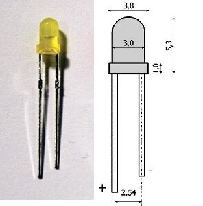 LED 3mm gelb, Packung à 10 Stk.