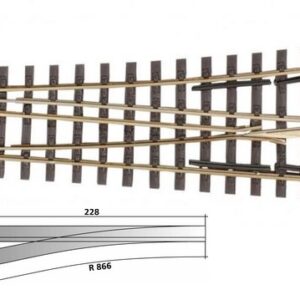 H0/H0m Dreischienen-Schmalspurweiche links